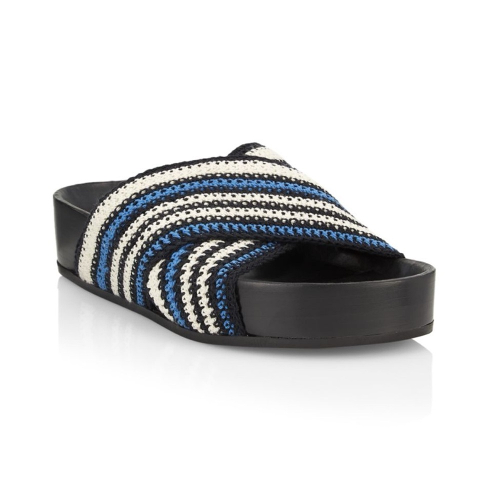 Co. Italy  Black and Blue Women's Slide Sandals